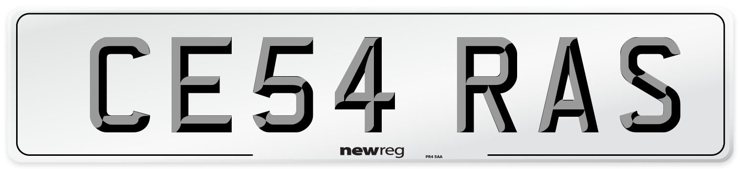 CE54 RAS Number Plate from New Reg